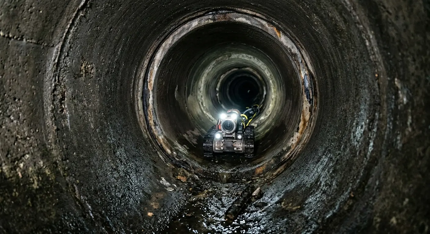 Robotic sewer camera inspecting pipe interior for Sewer Line Repair in Upper Providence